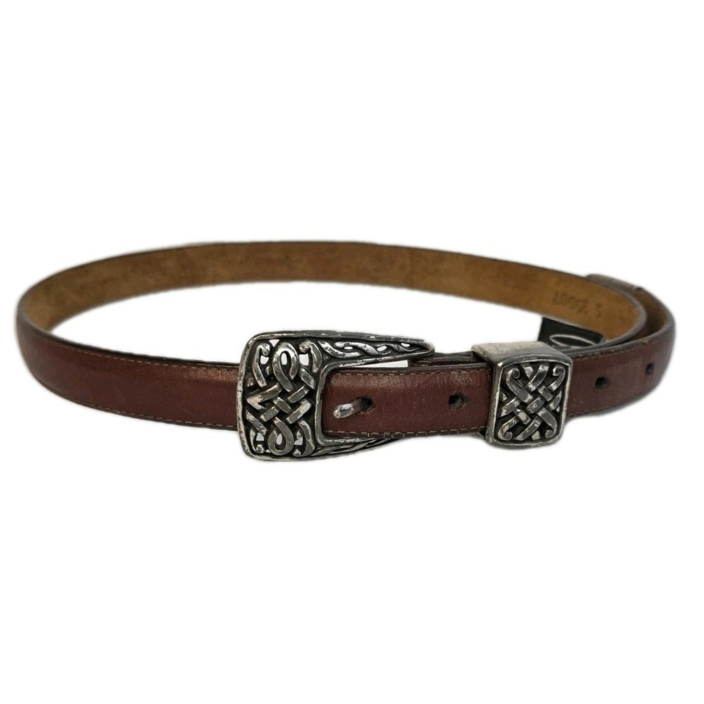 Vintage Brighton Belt Leather Brown 1995 Celtic Buckle 35007 Small 26-28" Approx